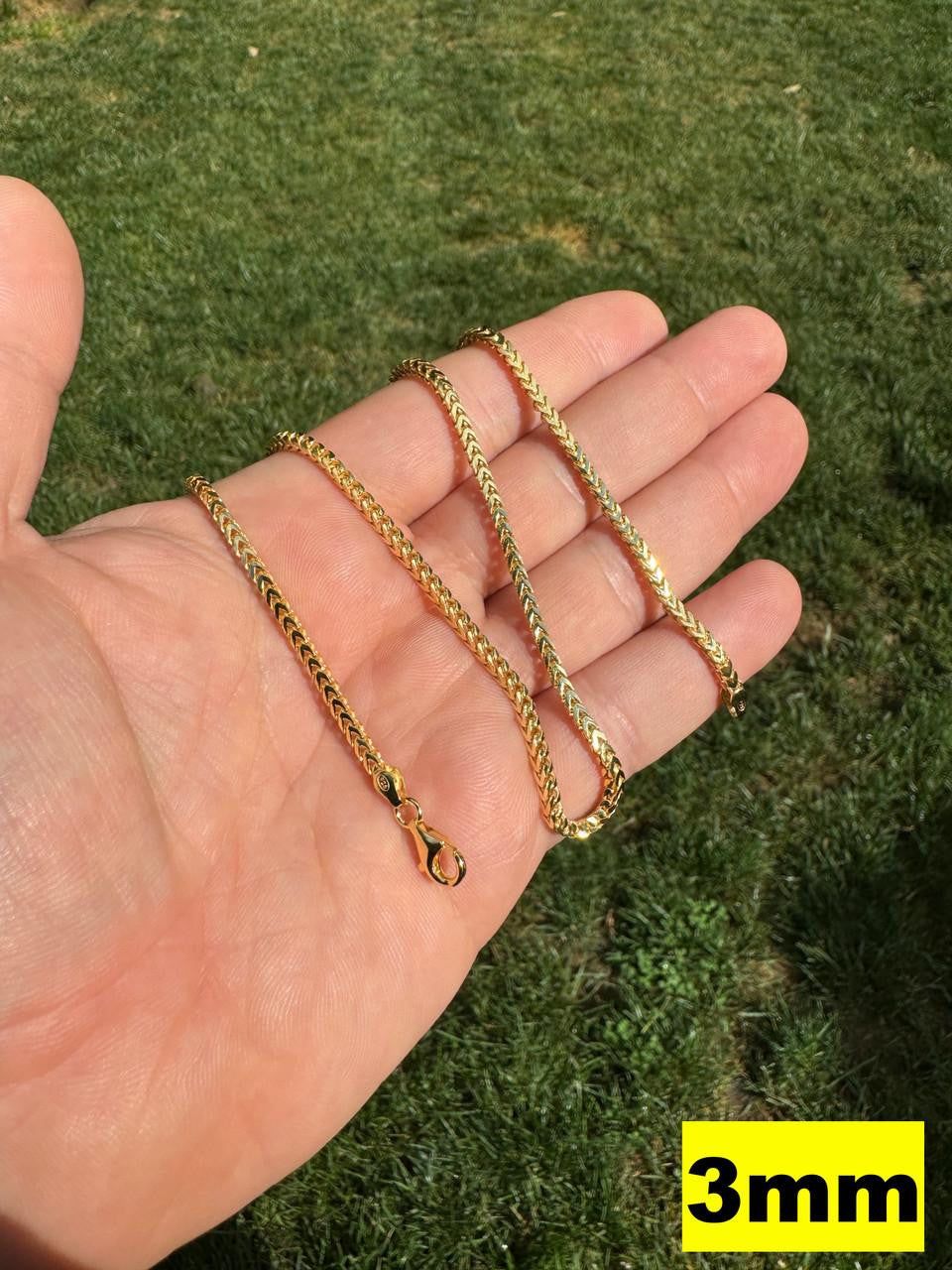 Franco Link Chain Necklace - 14k Gold Vermeil 925 Sterling Silver - 16"-30" - 2mm-5mm