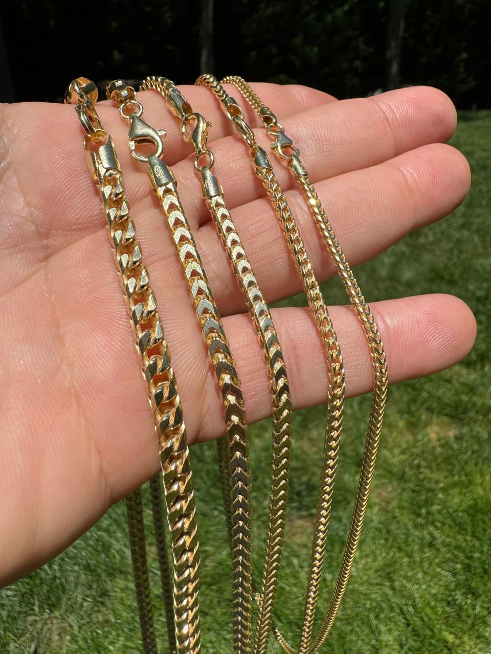 Franco Link Chain Necklace - 14k Gold Vermeil 925 Sterling Silver - 16"-30" - 2mm-5mm