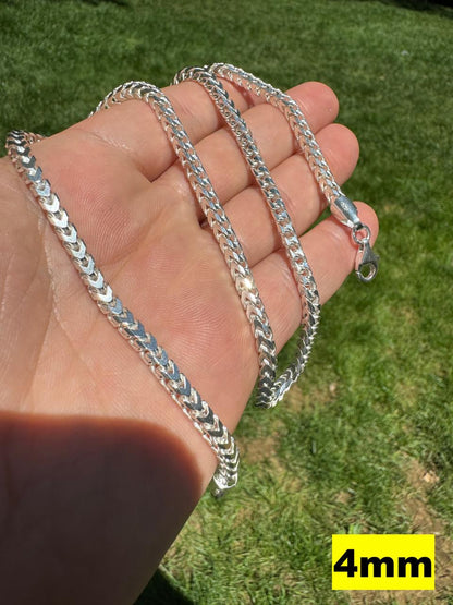 Franco Link Chain Necklace - 925 Sterling Silver - 16"-30" - 2mm-5mm