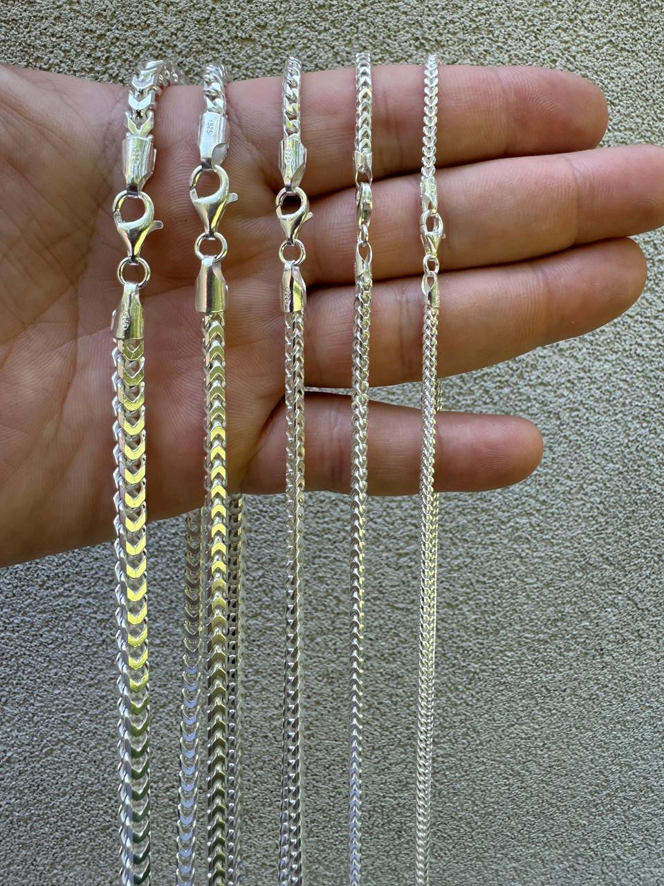 Franco Link Chain Necklace - 925 Sterling Silver - 16"-30" - 2mm-5mm