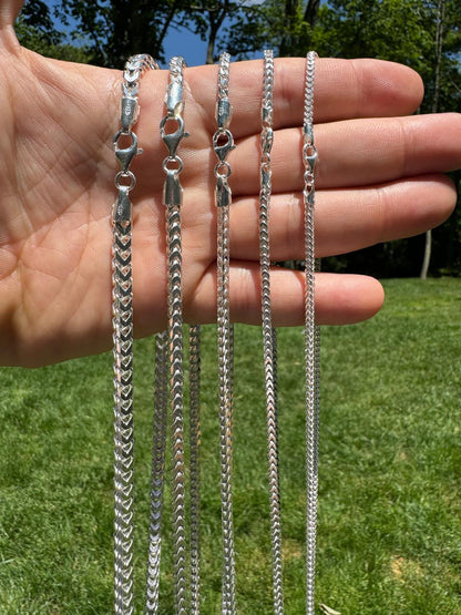 Franco Link Chain Necklace - 925 Sterling Silver - 16"-30" - 2mm-5mm
