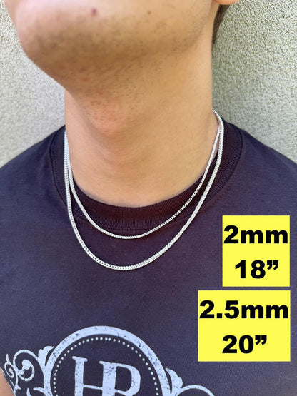 Franco Link Chain Necklace - 925 Sterling Silver - 16"-30" - 2mm-5mm