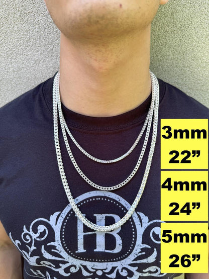Franco Link Chain Necklace - 925 Sterling Silver - 16"-30" - 2mm-5mm