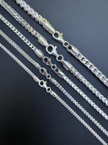Franco Link Chain Necklace - 925 Sterling Silver - 16"-30" - 2mm-5mm