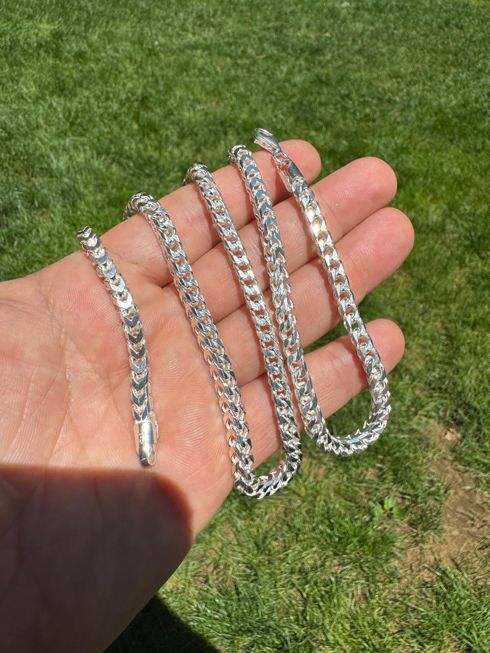 Franco Link Chain Necklace - 925 Sterling Silver - 16"-30" - 2mm-5mm