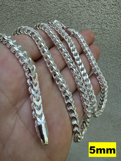 Franco Link Chain Necklace - 925 Sterling Silver - 16"-30" - 2mm-5mm