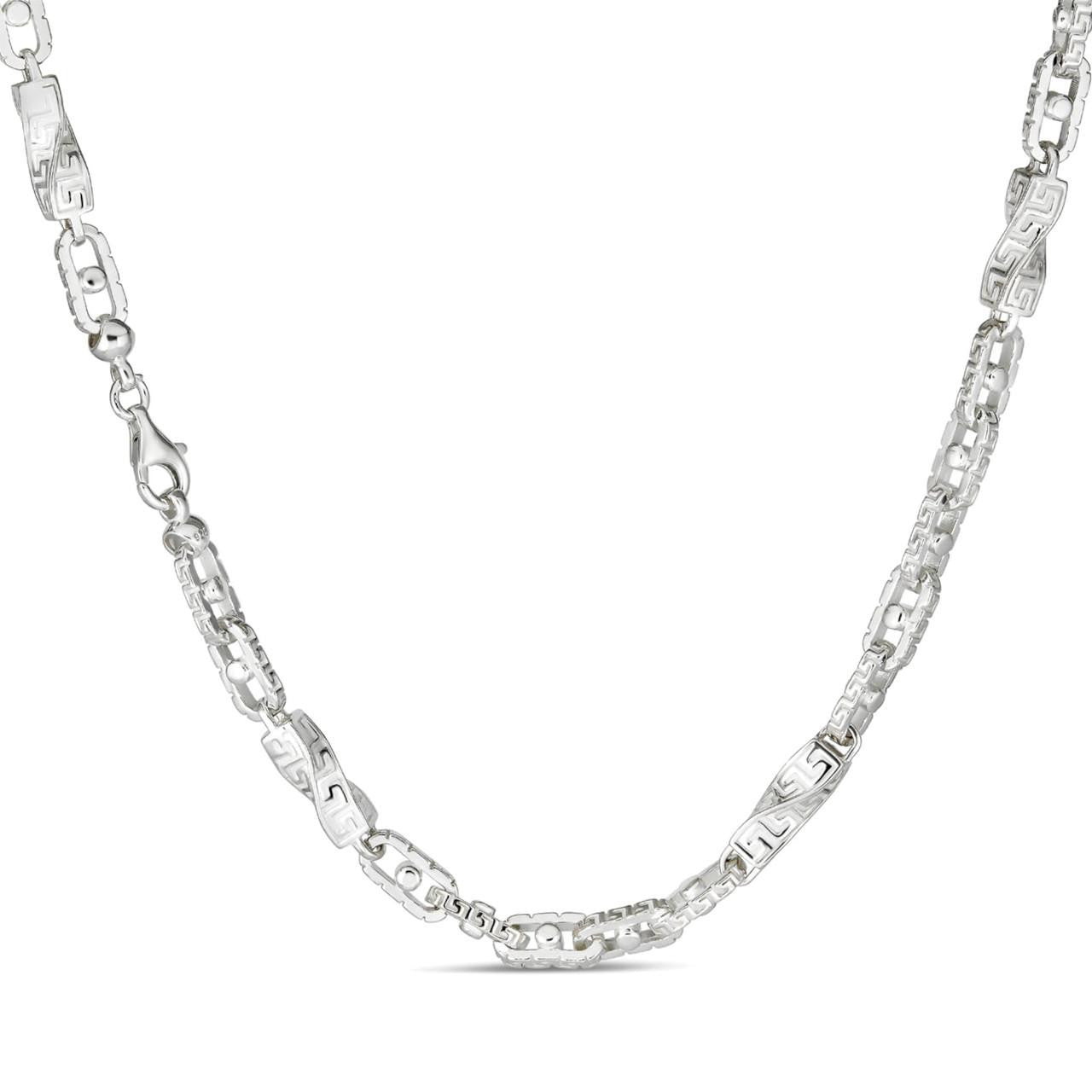 Greek Key Chain Necklace Or Bracelet - 925 Sterling Silver - 7"-28" - 7mm