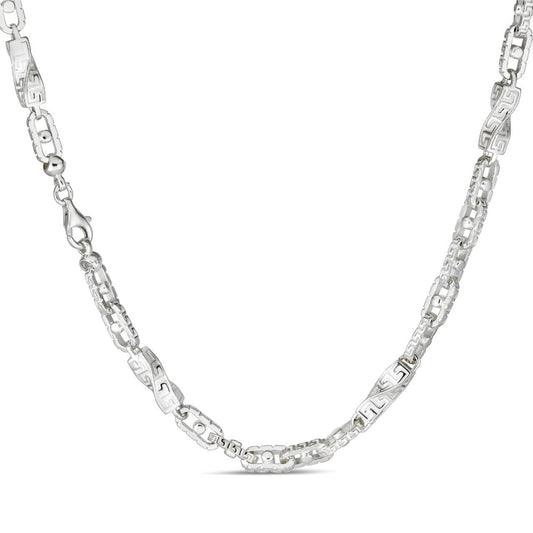 Greek Key Chain Necklace Or Bracelet - 925 Sterling Silver - 7"-28" - 7mm