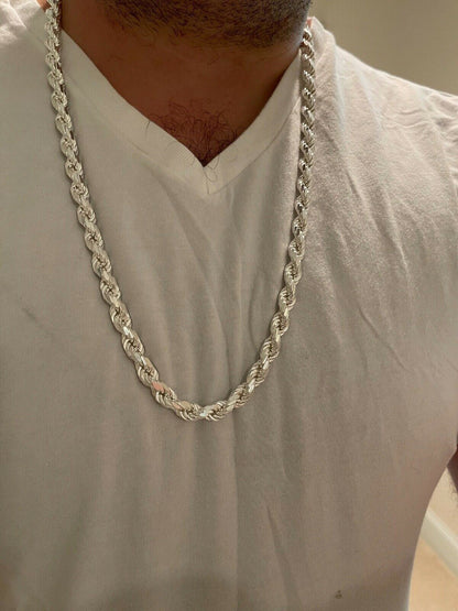 BOSS Rope Chain Necklace - 925 Sterling Silver - 18"-30" - 8mm