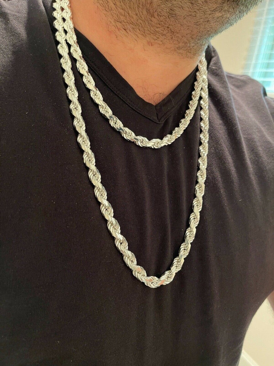 BOSS Rope Chain Necklace - 925 Sterling Silver - 18"-30" - 8mm