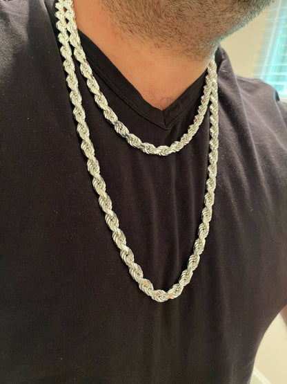 BOSS Rope Chain Necklace - 925 Sterling Silver - 18"-30" - 8mm