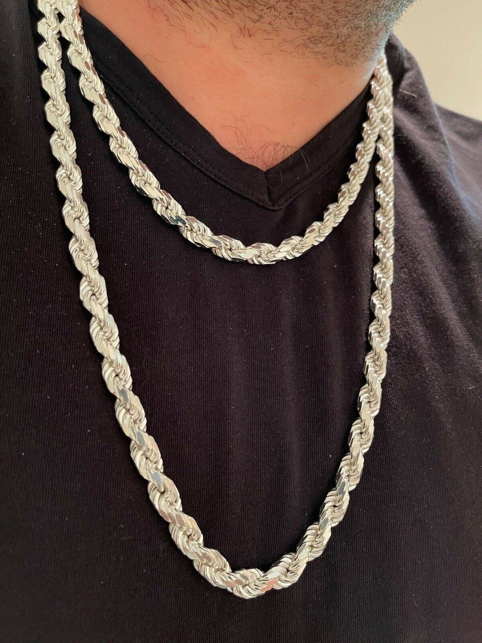 BOSS Rope Chain Necklace - 925 Sterling Silver - 18"-30" - 8mm