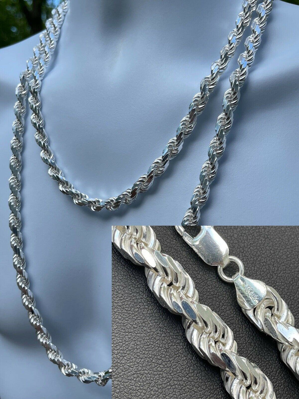 BOSS Rope Chain Necklace - 925 Sterling Silver - 18"-30" - 8mm