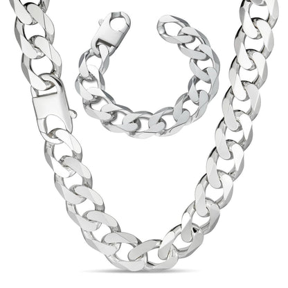 HUGE 18mm Curb Link Chain Necklace Or Bracelet - 925 Sterling Silver - 8-9" - 18mm