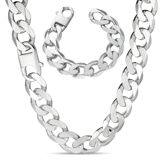 HUGE 18mm Curb Link Chain Necklace Or Bracelet - 925 Sterling Silver - 8-9" - 18mm