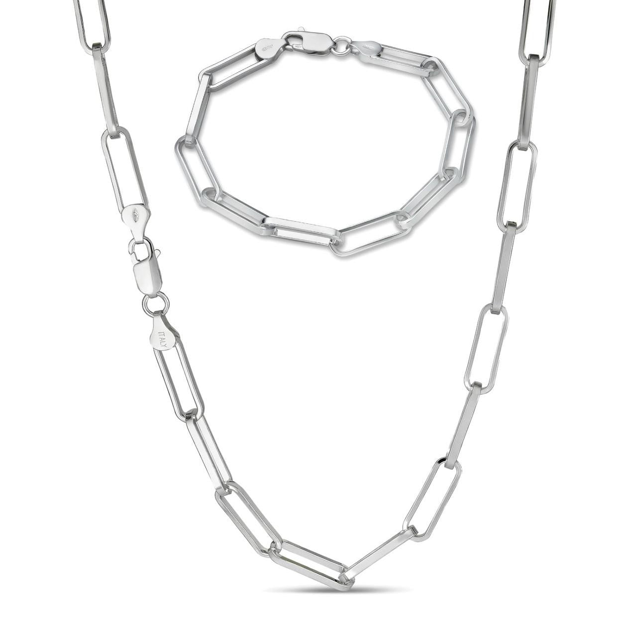 LARGE Paperclip Link Chain Necklace Or Bracelet - 925 Sterling Silver - 6"-24" - 7mm
