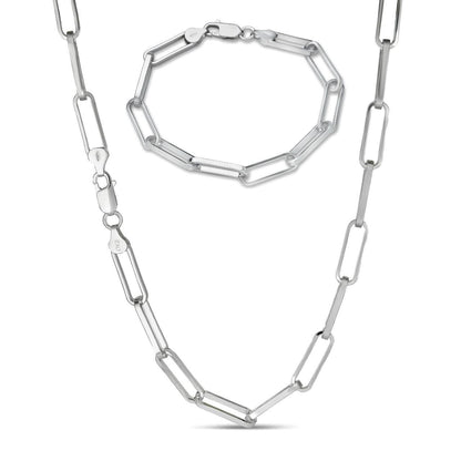 LARGE Paperclip Link Chain Necklace Or Bracelet - 925 Sterling Silver - 6"-24" - 7mm
