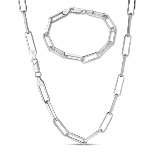 LARGE Paperclip Link Chain Necklace Or Bracelet - 925 Sterling Silver - 6"-24" - 7mm