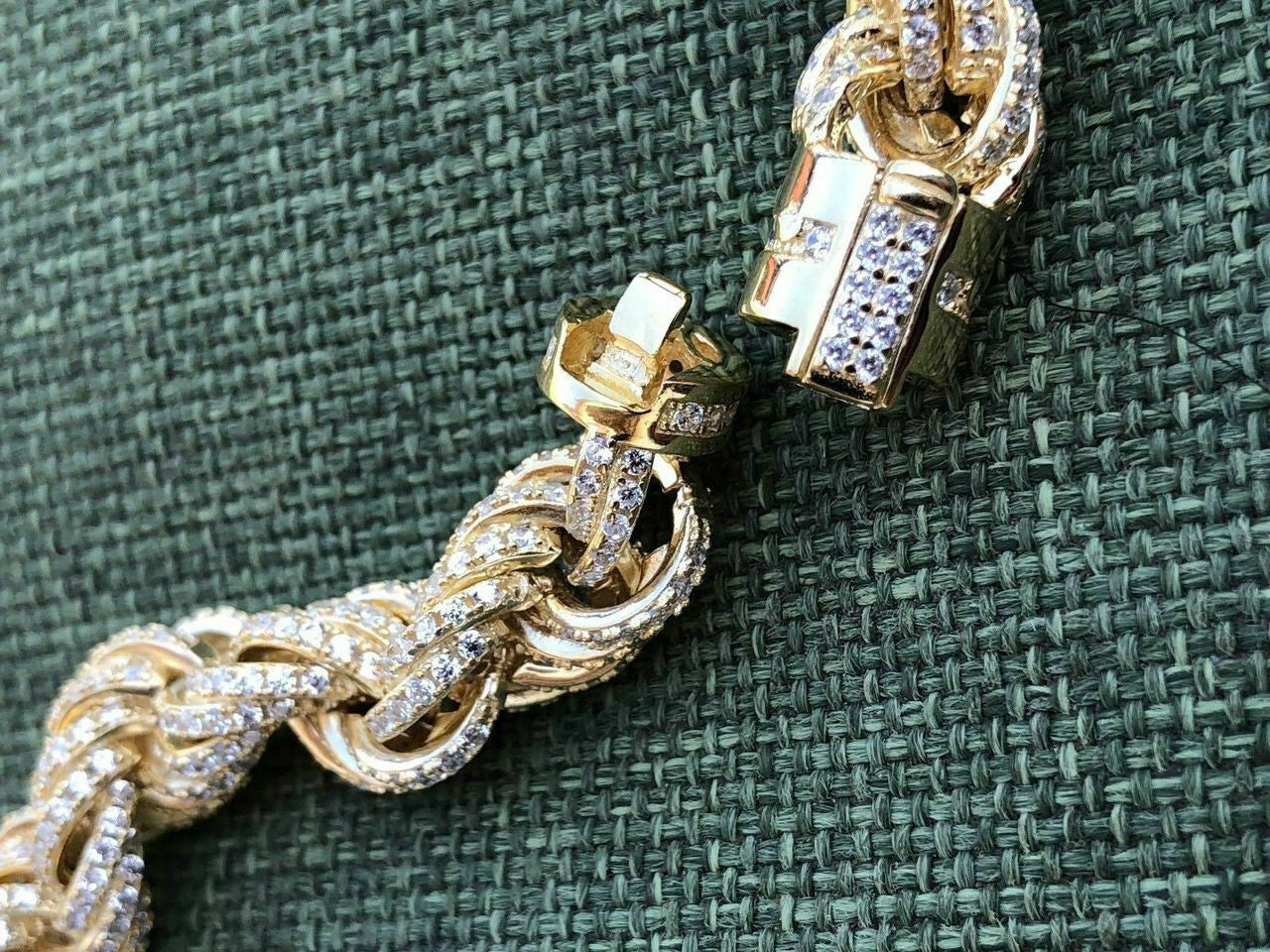 Rope Chain Necklace Iced Out CZ Stones - 14k Gold Vermeil 925 Silver - 9mm - 16-30"