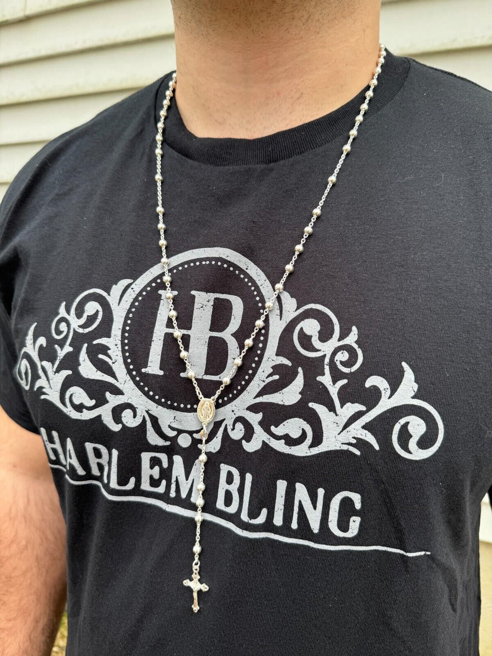 Hail Mary & Our Father Rosary Beads Necklace - 925 Silver - 5mm - 30"