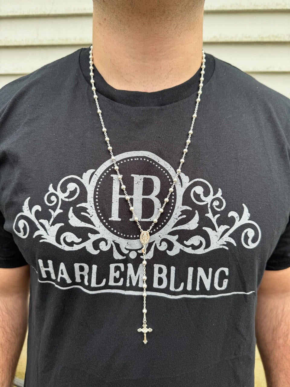 Hail Mary & Our Father Rosary Beads Necklace - 925 Silver - 5mm - 30"