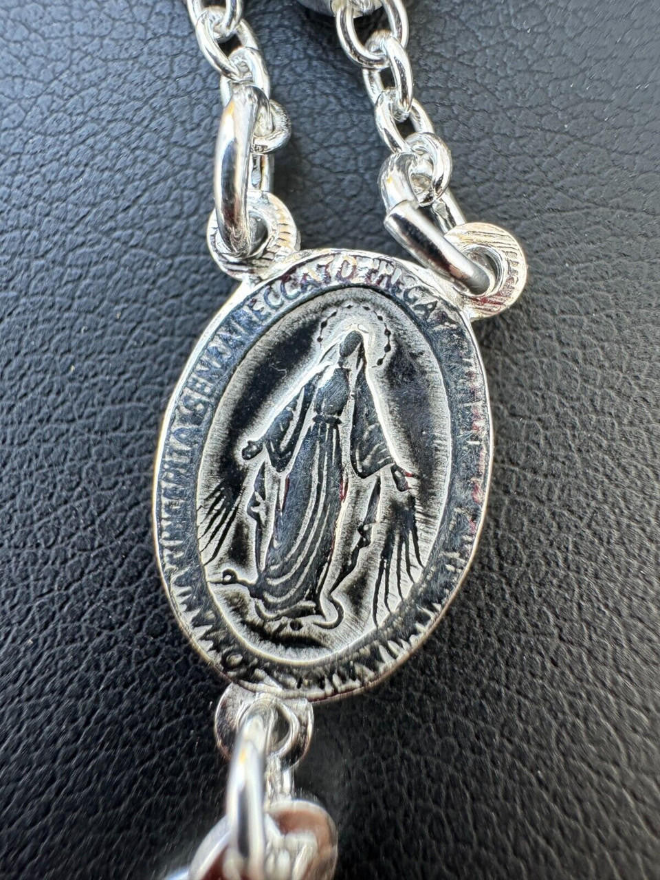 Hail Mary & Our Father Rosary Beads Necklace - 925 Silver - 5mm - 30"