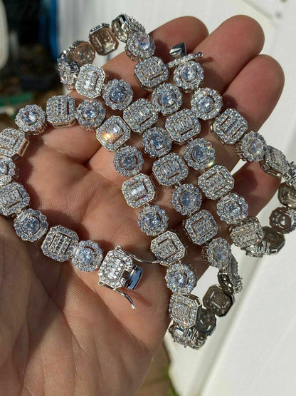 Tennis Chain Necklace Iced Out Pink CZ Stones - 14k Rose Gold Vermeil 925 Silver - 4mm - 16"-28"