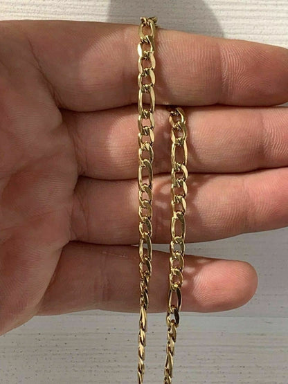 Figaro Chain Necklace - 14k Yellow Gold Plated Stainless Steel - 18"-30" - 5mm