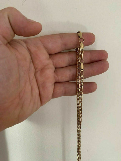 Figaro Chain Necklace - 14k Yellow Gold Plated Stainless Steel - 18"-30" - 5mm
