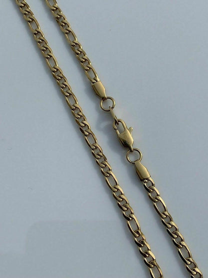 Figaro Chain Necklace - 14k Yellow Gold Plated Stainless Steel - 18"-30" - 5mm