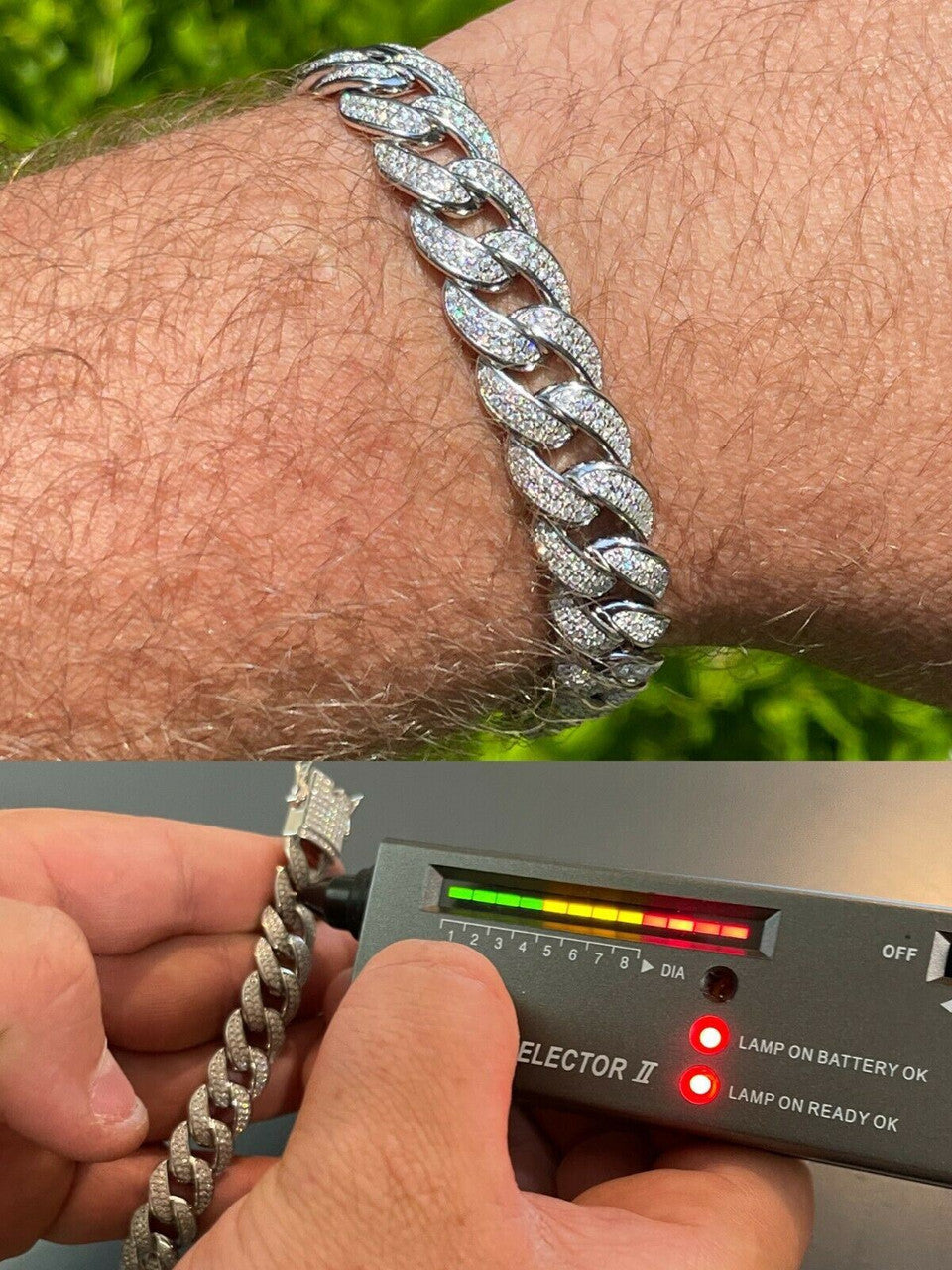 MOISSANITE Flat Miami Cuban Link Chain Necklace Iced Out - 925 Silver - 12mm - 16-30"