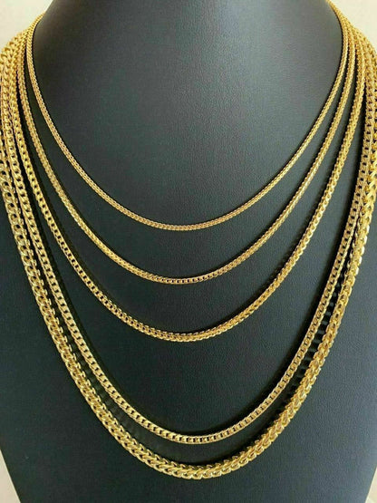Franco Link Chain Necklace - 14k Gold Vermeil 925 Sterling Silver - 16"-30" - 2mm-5mm