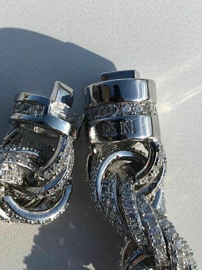 Rope Chain Necklace Iced Out CZ Stones - 925 Silver - 9mm - 16-30"