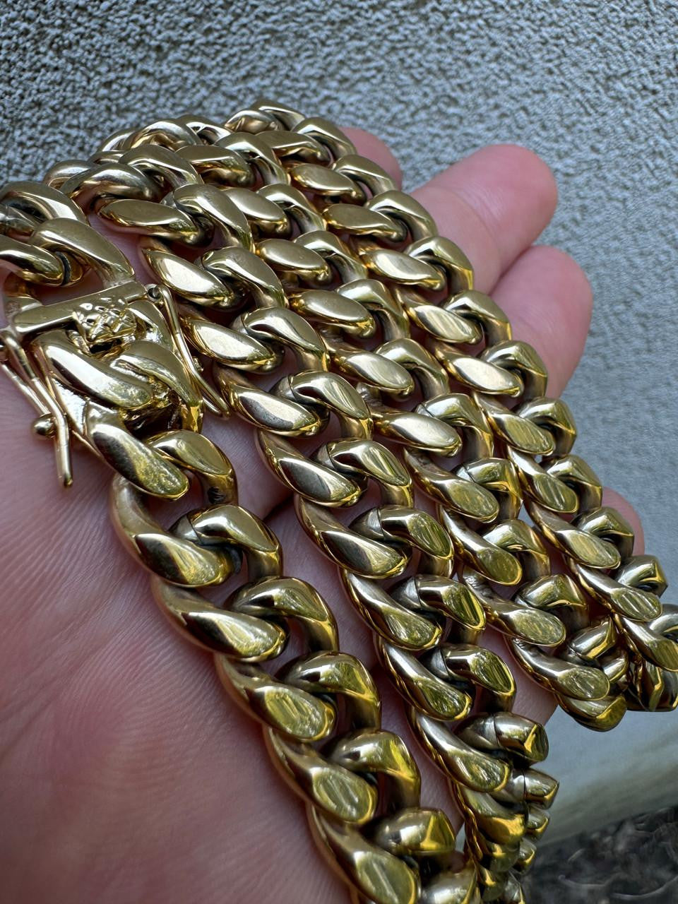 Miami Cuban Link Chain Necklace - 14k Yellow Gold Plated Stainless Steel - 16"-36" - 4mm-18mm