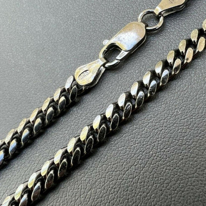 Miami Cuban Link Chain Necklace - Black Rhodium Over 925 Sterling Silver - 16"-30" - 5mm
