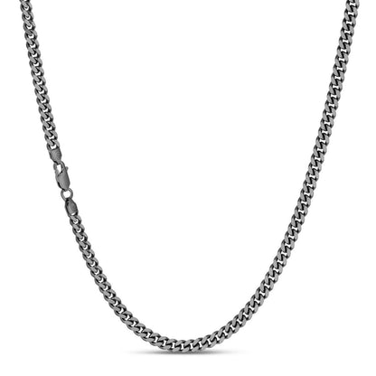 Miami Cuban Link Chain Necklace - Black Rhodium Over 925 Sterling Silver - 16"-30" - 5mm