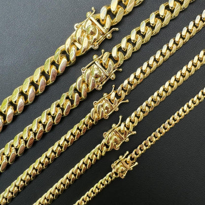 Miami Cuban Link Chain Necklace Or Bracelet - 14k Gold Vermeil 925 Sterling Silver - 7"-30" - 4mm-10.5mm
