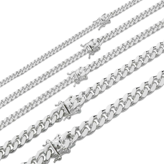 Miami Cuban Link Chain Necklace Or Bracelet W. Box Lock - 925 Sterling Silver - 7"-30" - 4mm-10.5mm