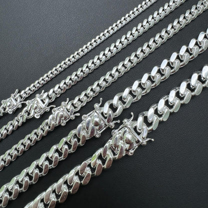 Miami Cuban Link Chain Necklace Or Bracelet W. Box Lock - 925 Sterling Silver - 7"-30" - 4mm-10.5mm