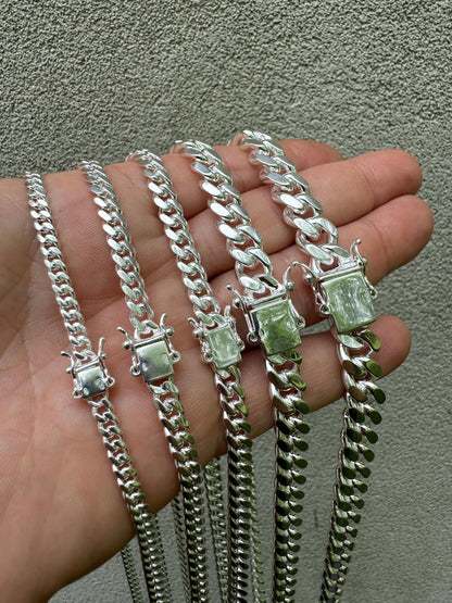 Miami Cuban Link Chain Necklace Or Bracelet W. Box Lock - 925 Sterling Silver - 7"-30" - 4mm-10.5mm