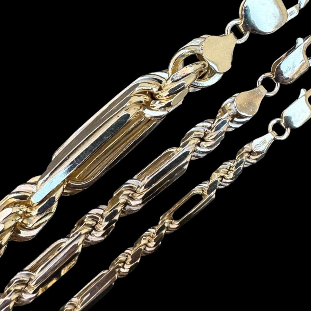 Milano Figarope Chain Necklace Or Bracelet - 14k Gold Vermeil 925 Sterling Silver - 7"-30" - 4mm-10mm