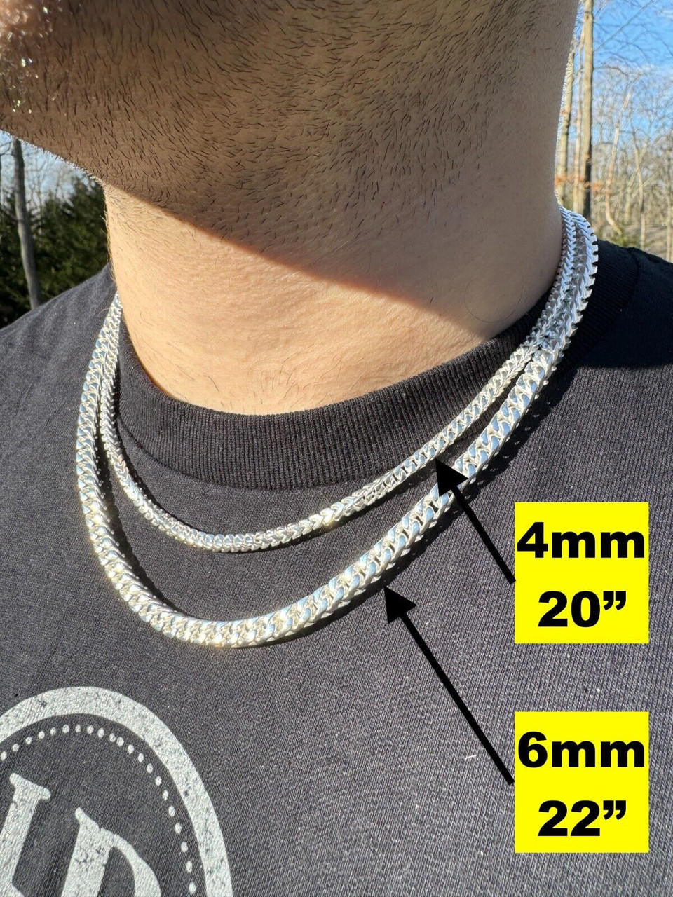 Modern Franco Link Chain Necklace W. Box Lock - 925 Sterling Silver - 18"-30" - 4mm-10mm