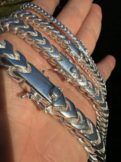 Modern Franco Link Chain Necklace W. Box Lock - 925 Sterling Silver - 18"-30" - 4mm-10mm