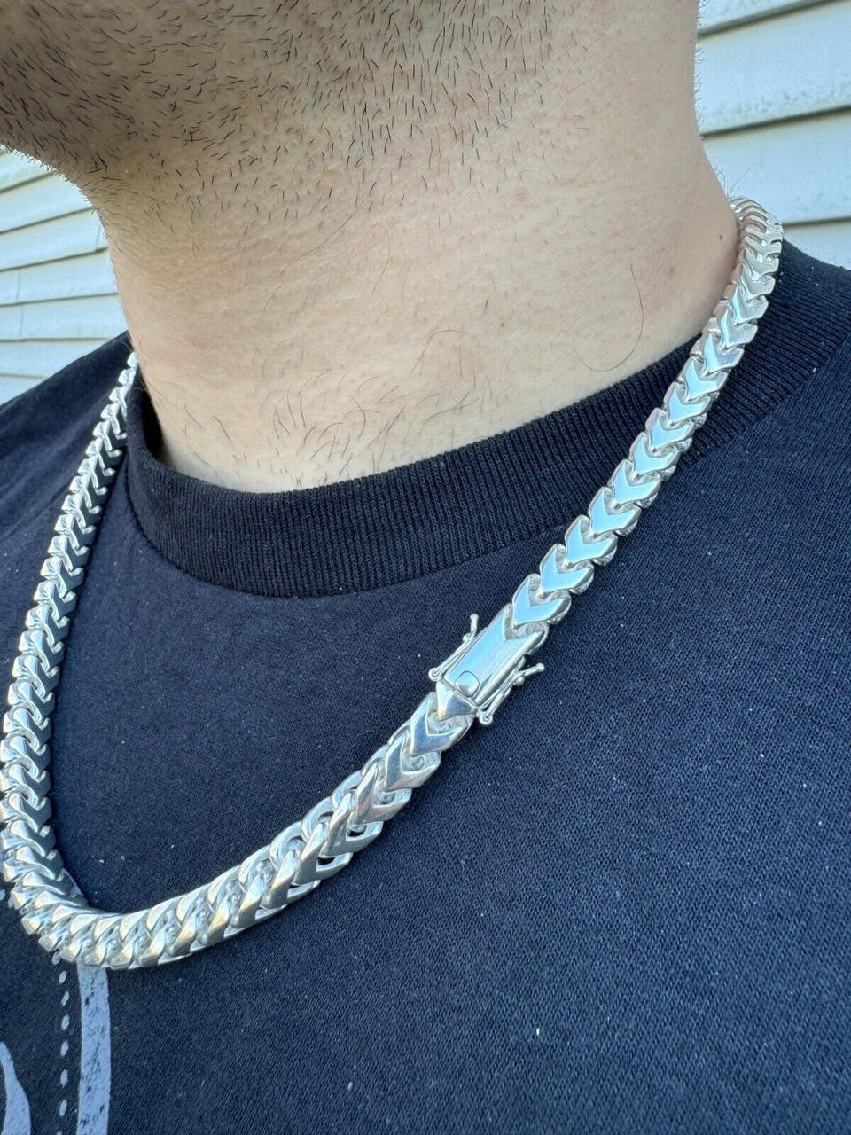 Modern Franco Link Chain Necklace W. Box Lock - 925 Sterling Silver - 18"-30" - 4mm-10mm