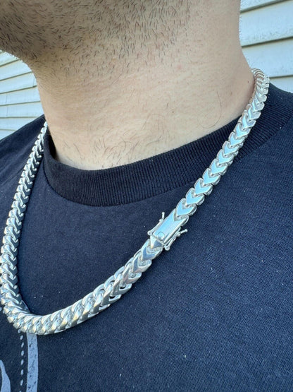 Modern Franco Link Chain Necklace W. Box Lock - 925 Sterling Silver - 18"-30" - 4mm-10mm