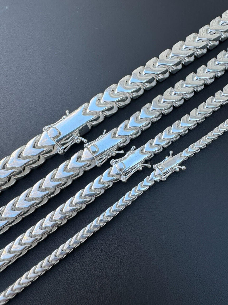 Modern Franco Link Chain Necklace W. Box Lock - 925 Sterling Silver - 18"-30" - 4mm-10mm