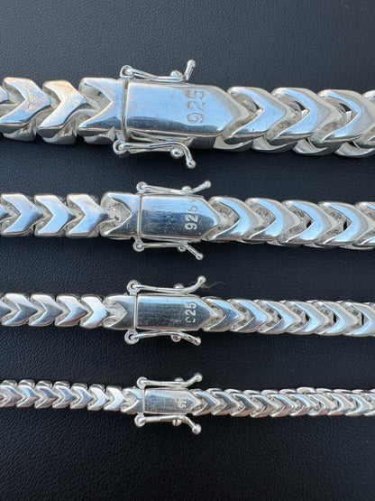Modern Franco Link Chain Necklace W. Box Lock - 925 Sterling Silver - 18"-30" - 4mm-10mm