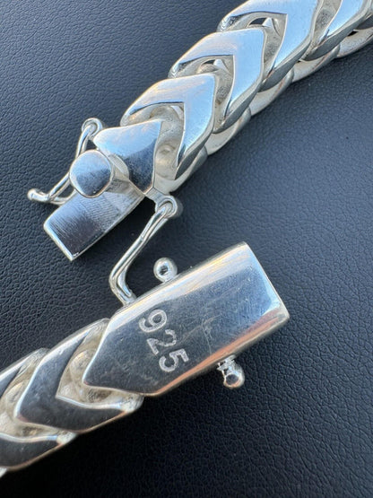 Modern Franco Link Chain Necklace W. Box Lock - 925 Sterling Silver - 18"-30" - 4mm-10mm