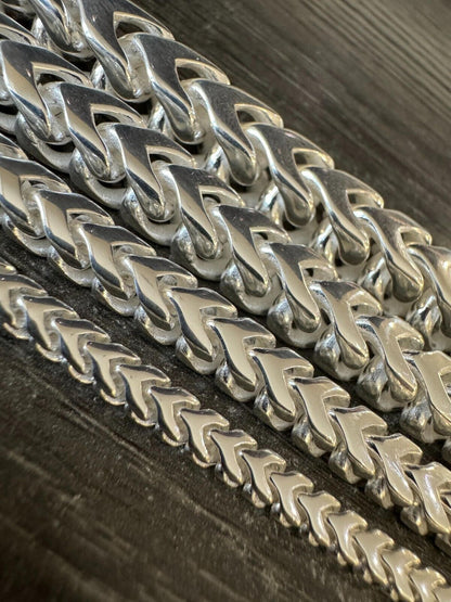 Modern Franco Link Chain Necklace W. Box Lock - 925 Sterling Silver - 18"-30" - 4mm-10mm