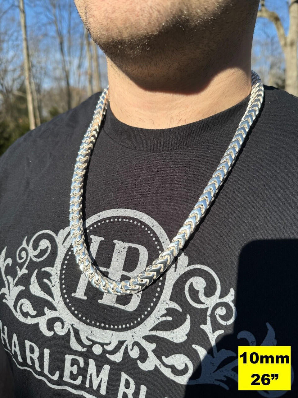 Modern Franco Link Chain Necklace W. Box Lock - 925 Sterling Silver - 18"-30" - 4mm-10mm